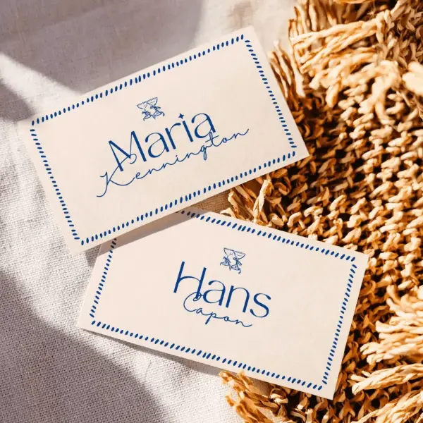 Wedding Place Cards Hand-Drawn Table Name Cards Whimsical Modern Vintage Editable Printable Folded Tented Place Cards Canva Template feature illustration