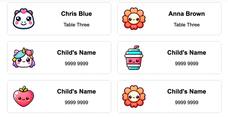 free printable wedding place card template