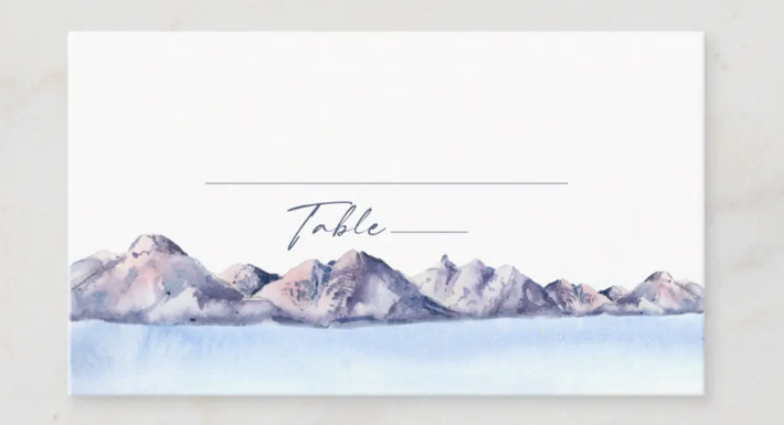 Winter Mountain Flat Wedding Place Card