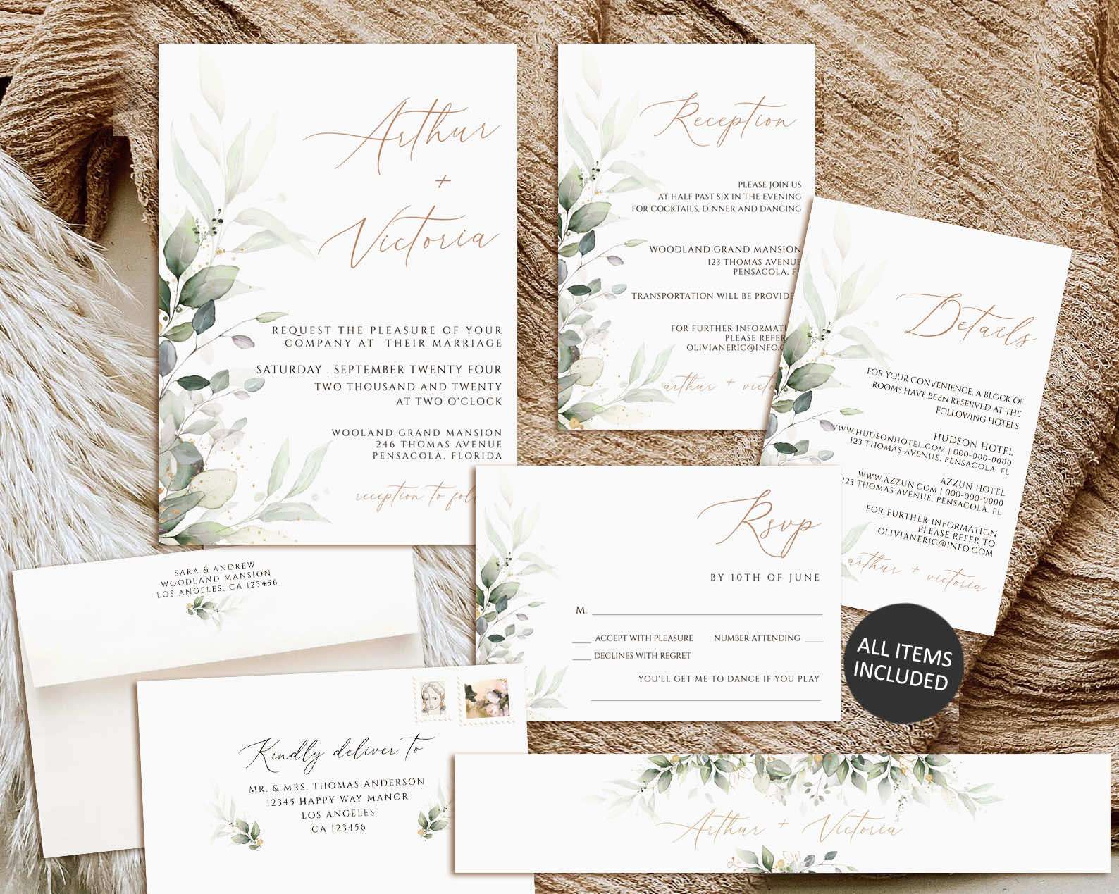 Wedding Place Card Template, Minimalist Wedding Monogram, Flat & Tent Place Cards, Printable, Template INSTANT Download, Editable	