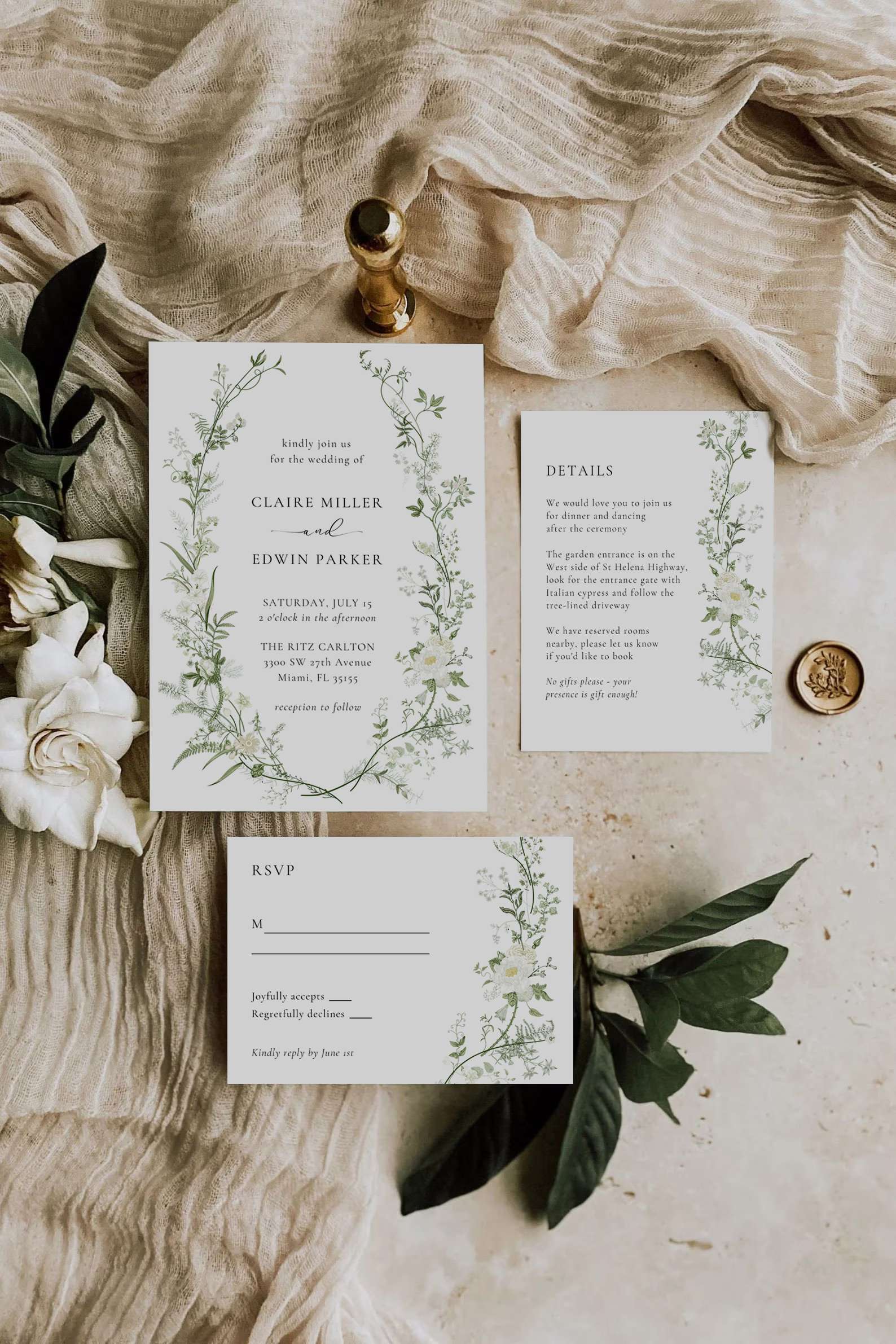 Vintage Romance Place Card Template