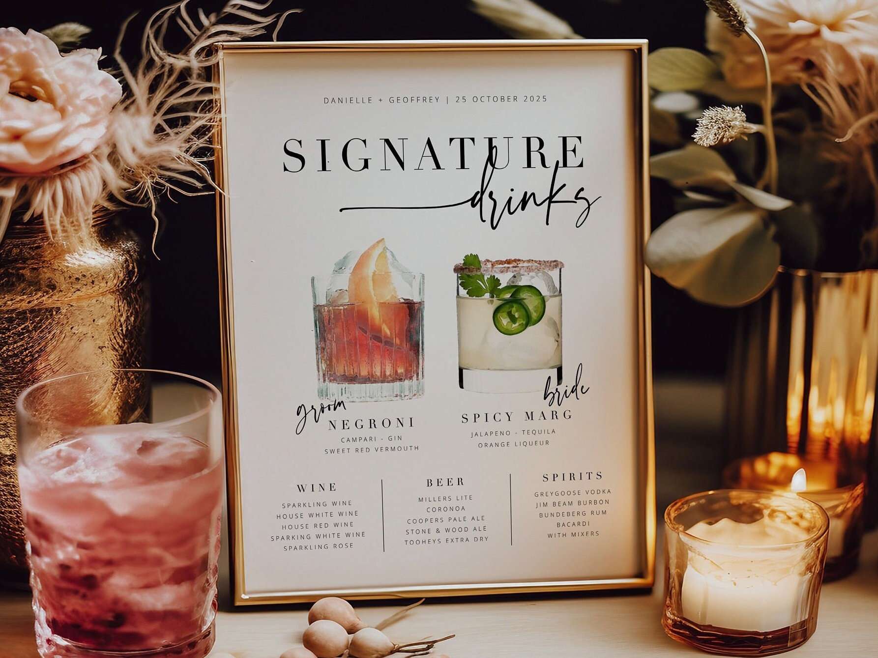 Modern Calligraphy Place Card Template