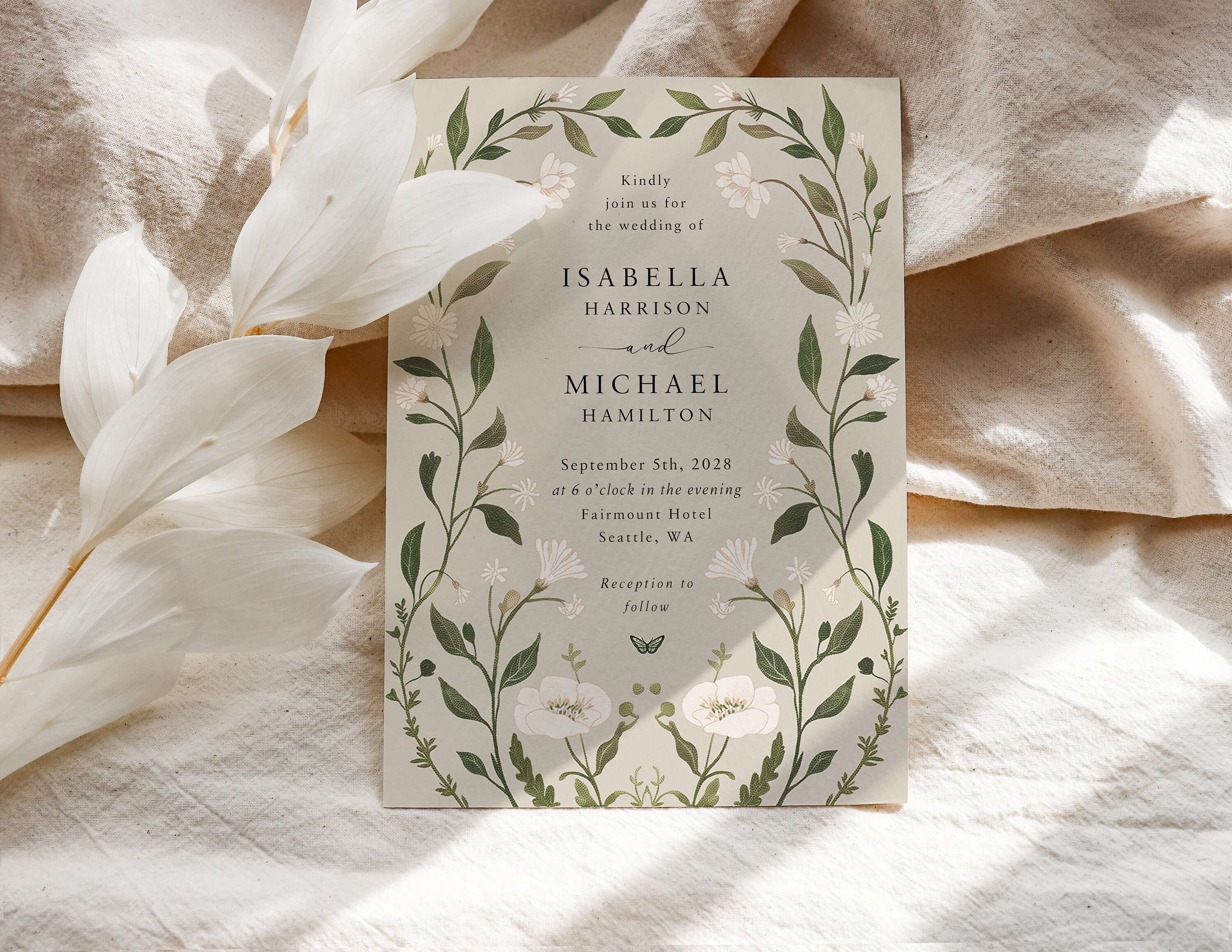 Classic Damask Place Card Template