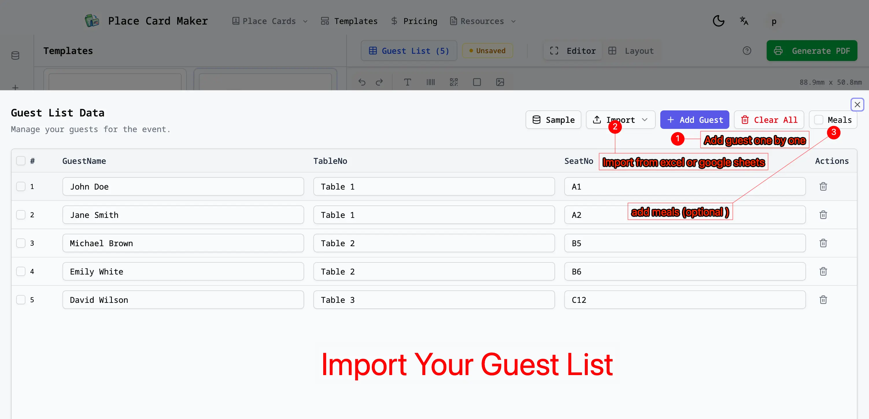 Import Guest List